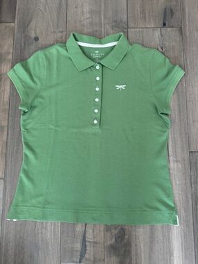 Talbots Green Short-Sleeve Polo with Dragonfly Embroidery